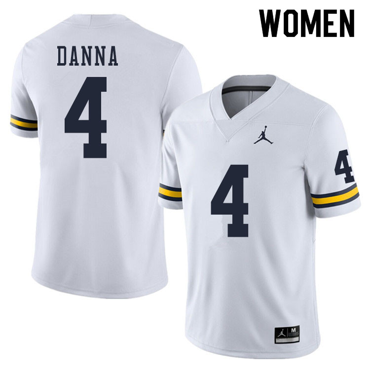 Women #4 Michael Danna Michigan Wolverines College Football Jerseys Sale-White